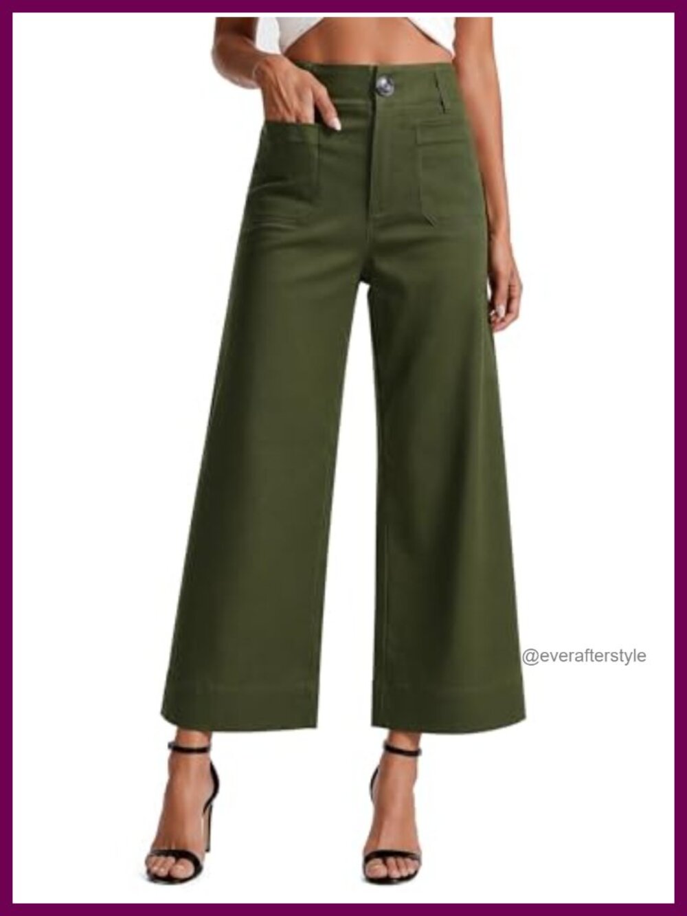 High Waist Wide Leg Cropped Pants Stretchy Business Casual Work Pants with